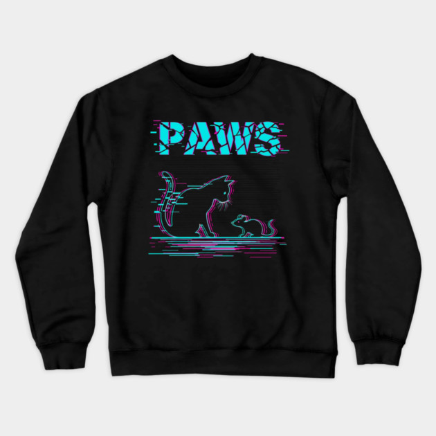 Unique Glitch Art Cat Gift - Retro PAWS Parody Kitten Lover Tee Crewneck Sweatshirt by OUTFITPAW