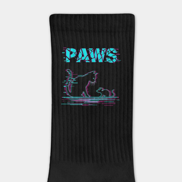 Unique Glitch Art Cat Gift - Retro PAWS Parody Kitten Lover Tee by OUTFITPAW