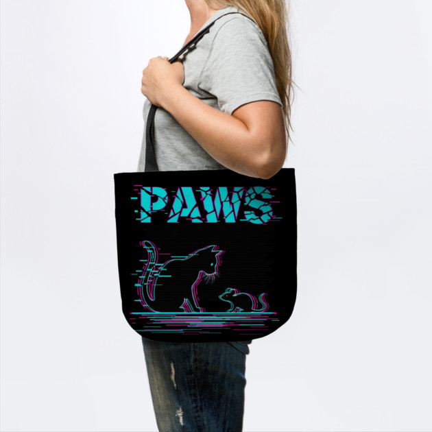 Unique Glitch Art Cat Gift - Retro PAWS Parody Kitten Lover Tee by OUTFITPAW