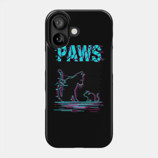 Unique Glitch Art Cat Gift - Retro PAWS Parody Kitten Lover Tee Phone Case