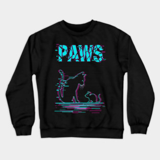 Unique Glitch Art Cat Gift - Retro PAWS Parody Kitten Lover Tee Crewneck Sweatshirt