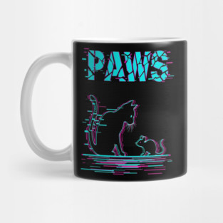 Unique Glitch Art Cat Gift - Retro PAWS Parody Kitten Lover Tee Mug
