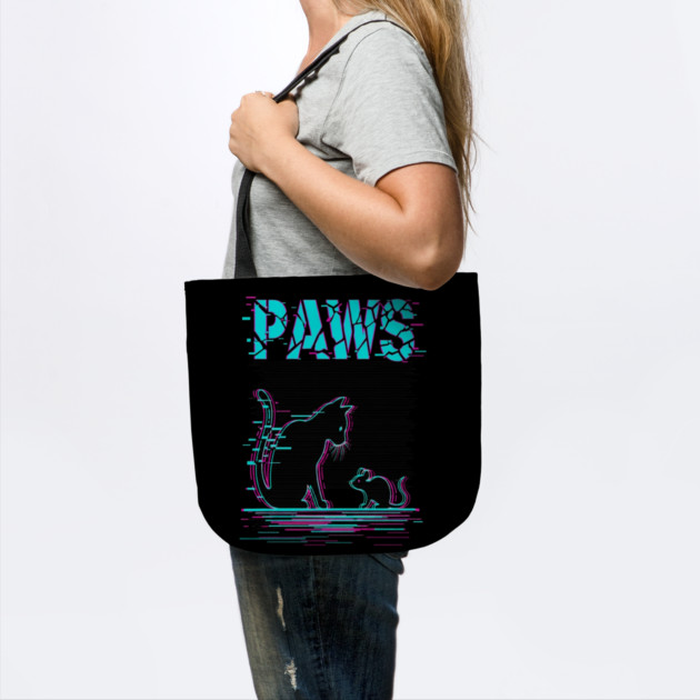 Unique Glitch Art Cat Gift - Retro PAWS Parody Kitten Lover Tee by OUTFITPAW