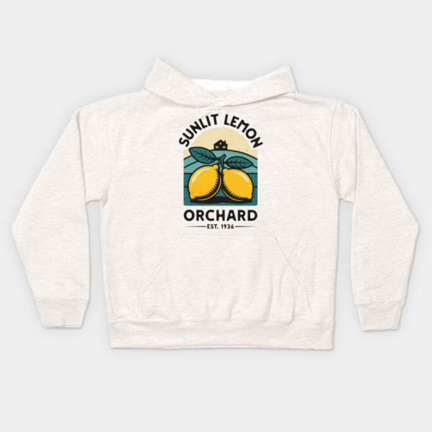Sunlit Lemon Orchard Kids Hoodie by Designed By Marty