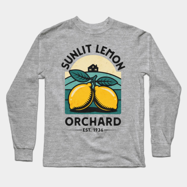 Sunlit Lemon Orchard Long Sleeve T-Shirt by Designed By Marty