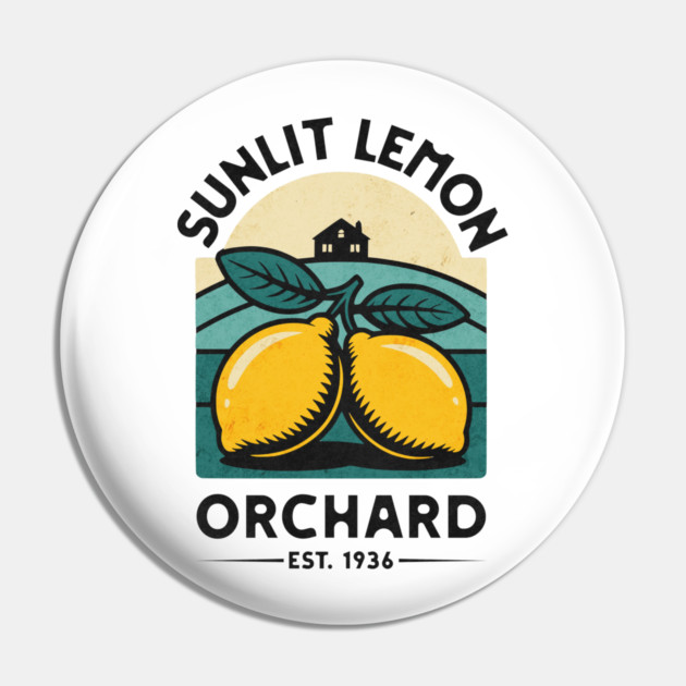 Sunlit Lemon Orchard Pin by Designed By Marty