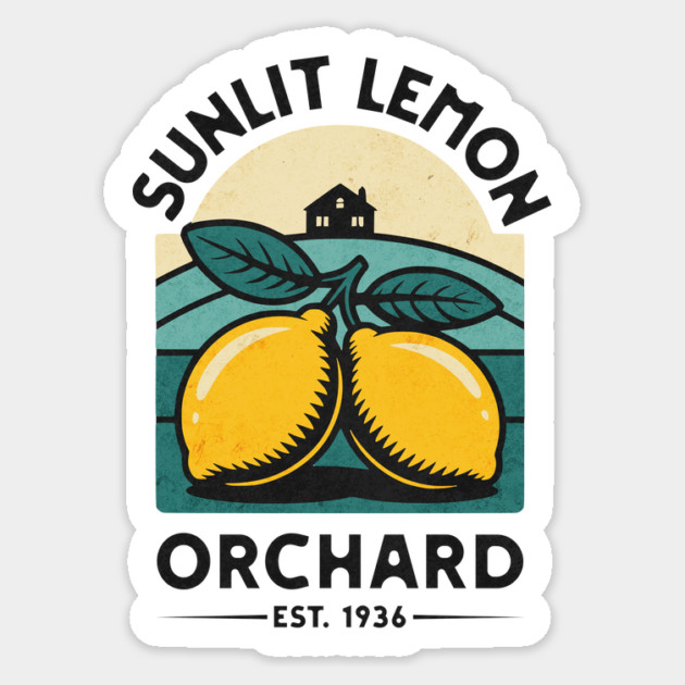 Sunlit Lemon Orchard Sticker by Designed By Marty