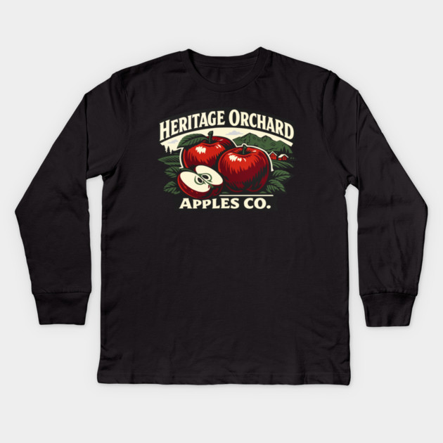 Heritage Orchard Apples Co. Kids Long Sleeve T-Shirt by Designed By Marty