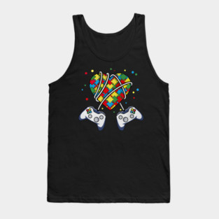 Autistic Gamer Autism Awareness Month Video Gaming Cute Tank Top