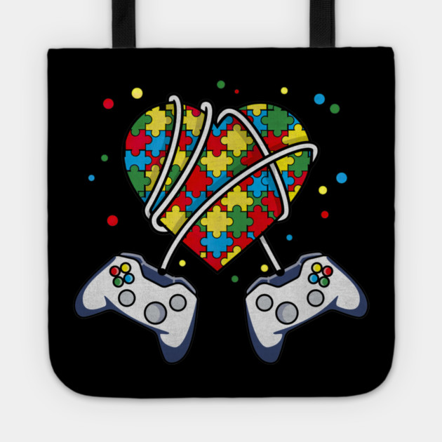 Autistic Gamer Autism Awareness Month Video Gaming Cute Tote by yangho