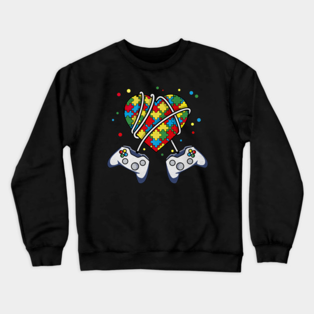 Autistic Gamer Autism Awareness Month Video Gaming Cute Crewneck Sweatshirt by yangho
