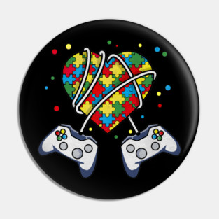 Autistic Gamer Autism Awareness Month Video Gaming Cute Pin