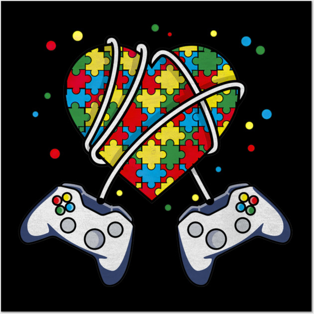 Autistic Gamer Autism Awareness Month Video Gaming Cute Wall Art by yangho