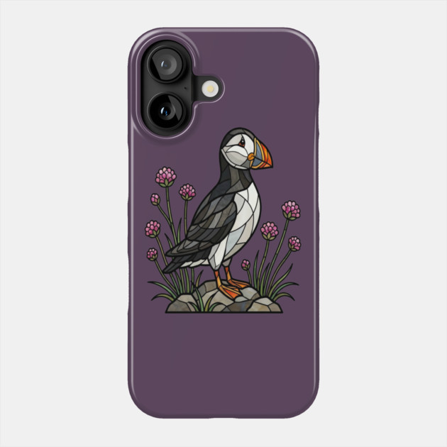 Northern Puffin on Coastal Rocks Phone Case by BirdsnStuff