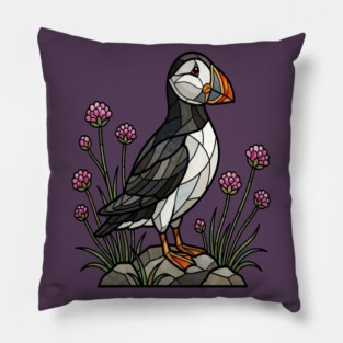 Northern Puffin on Coastal Rocks Pillow