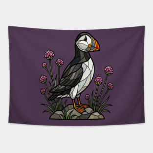 Northern Puffin on Coastal Rocks Tapestry