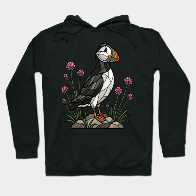 Northern Puffin on Coastal Rocks Hoodie by BirdsnStuff