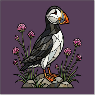 Northern Puffin on Coastal Rocks Posters and Art