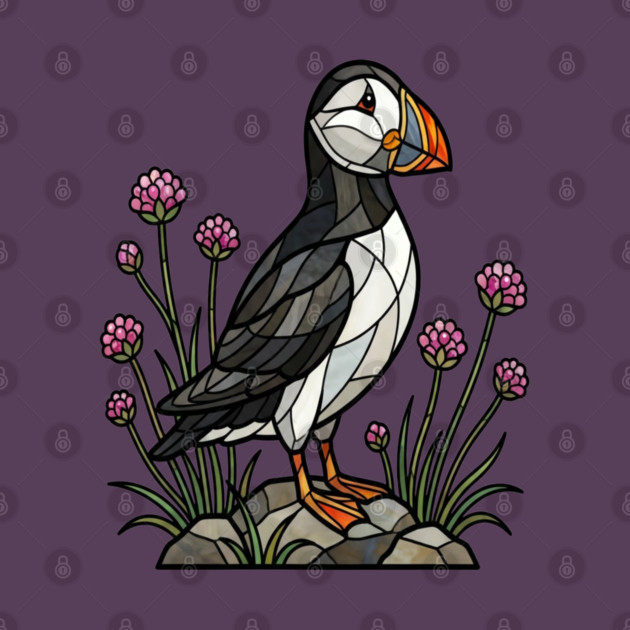 Northern Puffin on Coastal Rocks by BirdsnStuff