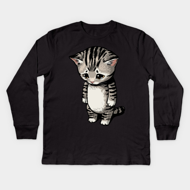 Sad Cat Meme Kids Long Sleeve T-Shirt by GoshWow®