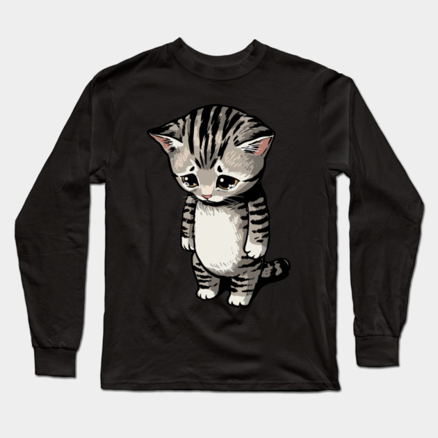 Sad Cat Meme Long Sleeve T-Shirt by GoshWow®