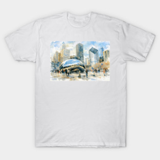 Cloud Gate Chicago Watercolor T-Shirt
