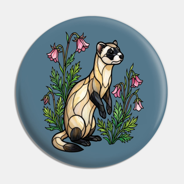 Black-footed Ferret Nature Design Pin by BirdsnStuff