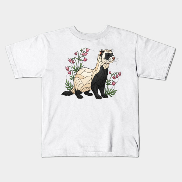 Black-footed Ferret Blossom Art Kids T-Shirt by BirdsnStuff