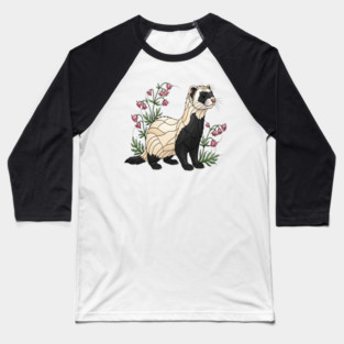 Black-footed Ferret Blossom Art Baseball T-Shirt