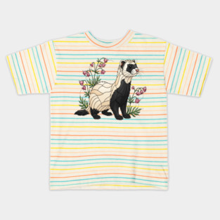 Black-footed Ferret Blossom Art Kids T-Shirt