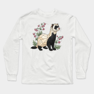 Black-footed Ferret Blossom Art Long Sleeve T-Shirt
