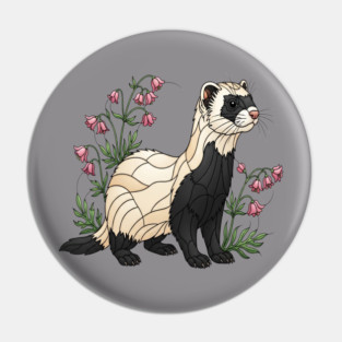 Black-footed Ferret Blossom Art Pin