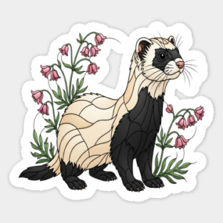 Black-footed Ferret Blossom Art Sticker