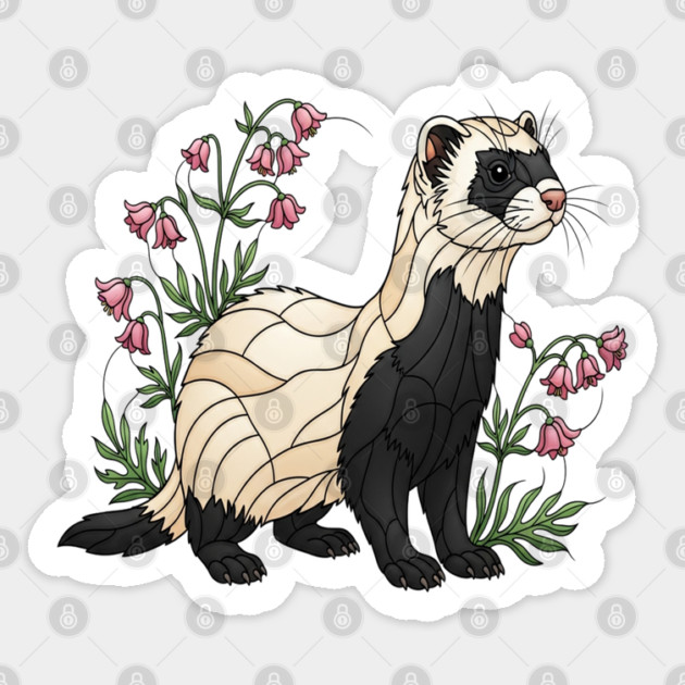Black-footed Ferret Blossom Art Sticker by BirdsnStuff