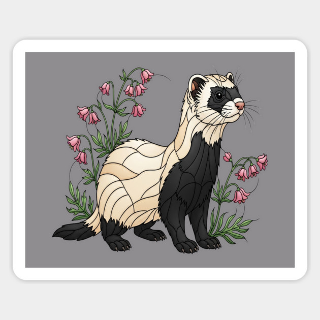 Black-footed Ferret Blossom Art Magnet by BirdsnStuff