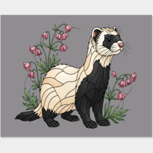 Black-footed Ferret Blossom Art Posters and Art