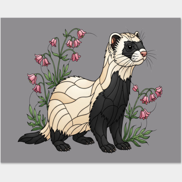 Black-footed Ferret Blossom Art Wall Art by BirdsnStuff