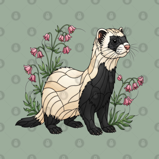 Black-footed Ferret Blossom Art by BirdsnStuff