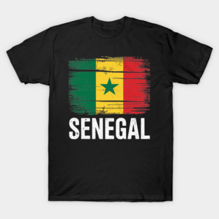 Senegal Flag ----- Distressed Style T-Shirt