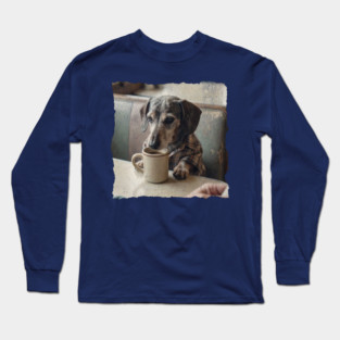 Vintage Dachshund Coffee Diner Art for Dog Lovers Long Sleeve T-Shirt