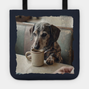Vintage Dachshund Coffee Diner Art for Dog Lovers Tote