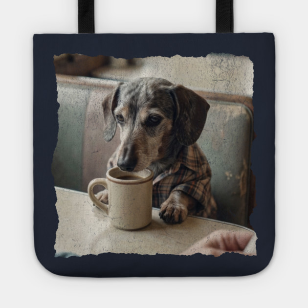 Vintage Dachshund Coffee Diner Art for Dog Lovers Tote by Yesteeyear
