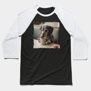 Vintage Dachshund Coffee Diner Art for Dog Lovers Baseball T-Shirt