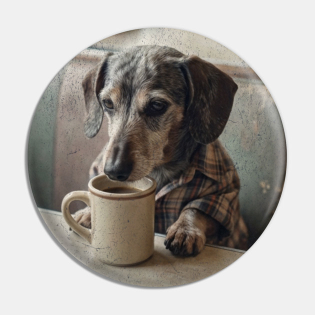 Vintage Dachshund Coffee Diner Art for Dog Lovers Pin by Yesteeyear
