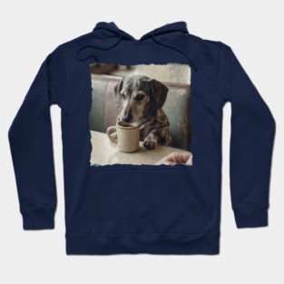Vintage Dachshund Coffee Diner Art for Dog Lovers Hoodie