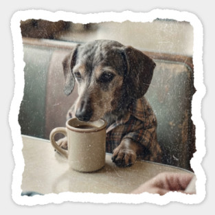 Vintage Dachshund Coffee Diner Art for Dog Lovers Magnet