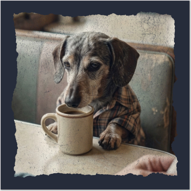 Vintage Dachshund Coffee Diner Art for Dog Lovers Wall Art by Yesteeyear
