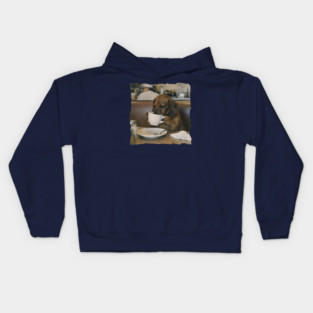 Vintage Dachshund Coffee Diner Art for Dog Lovers Kids Hoodie