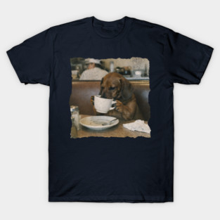 Vintage Dachshund Coffee Diner Art for Dog Lovers T-Shirt