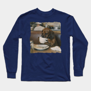 Vintage Dachshund Coffee Diner Art for Dog Lovers Long Sleeve T-Shirt